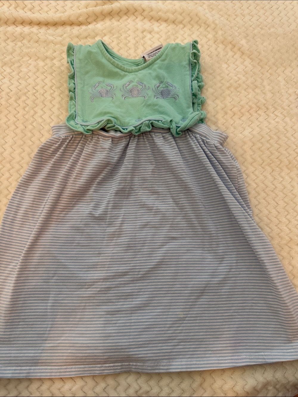 Mint and Light Blue Striped Girls' Summer Dress